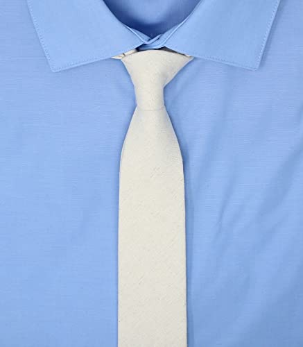 Image of Men's Chambray Cotton Skinny Necktie Tie Textured Distressed Style - 2.5 inch Width