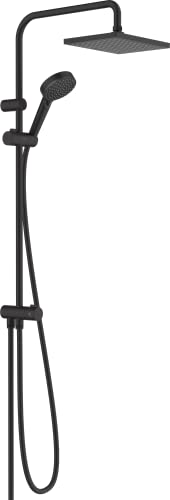 hansgrohe colonne de douche économie d'eau Vernis Shape (EcoSmart), sans robinetterie, pour la renovation, douche de tête 230 x 170 mm avec 1 jet, noir mat,...