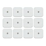 12 Stücke TENS Elektroden Pads 5x5cm Selbstklebend Ersatzpads für TENS Gerät Schmerztherapie und EMS Trainer, Klebeelektroden mit 2mm Steckanschluss, Wiederverwendbare Gerät Pads für Muskelstimulation