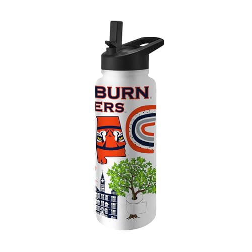 Image of Logo Brands NCAA Native 34 oz Quencher Water Bottle - | Local Icons Design | Double-Wall Insulated| Leak-Proof Lid & Built-In Straw