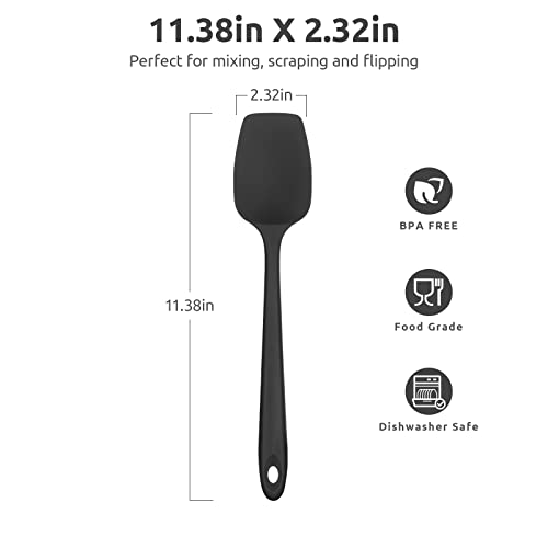Image of U-Taste Silicone Spoon Spatula, 600F High Temp Spoonula, 11.38 inch, Black
