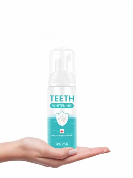 Bejoy Foaming Toothpaste Stain Removal Toothpaste for Sensitive Teeth, Snow Teeth foaming Whitening Baking Soda Spearmint Whitening Mousse Mouth Wash Water for Travel Friendly 60 ML