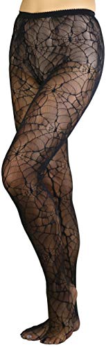 Image of ToBeInStyle Women's Spiderweb & Crawling Spider Print Hosiery Tights & Thigh High Stockings