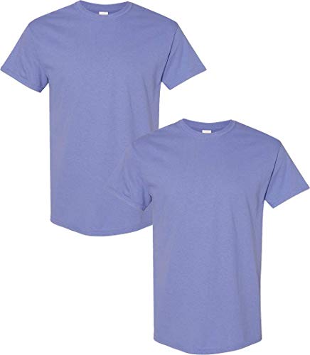 Gildan Men's Heavy Cotton T-Shirt, Style G5000, 2-Pack LRG-Violet, Violet, Large