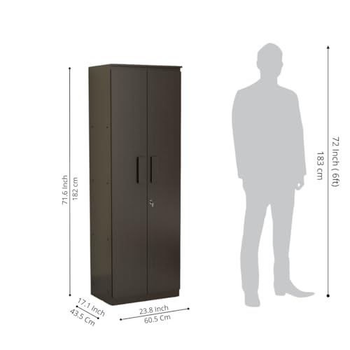 Image of Amazon Brand - Solimo Duo XS Engineered Wood 2 Door Wardrobe for Bedroom | Compact Clothes Storage Cabinet with Multiple Shelves | Space Saving Cupboard | 1 Year Warranty - Wenge