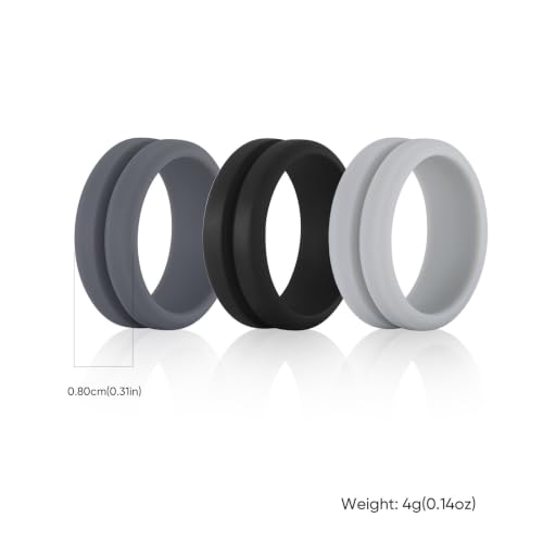 1 Tungsten Carbide and 3 Silicone Rings-Men's Wedding Band Set,Fit Size 8 - image 8