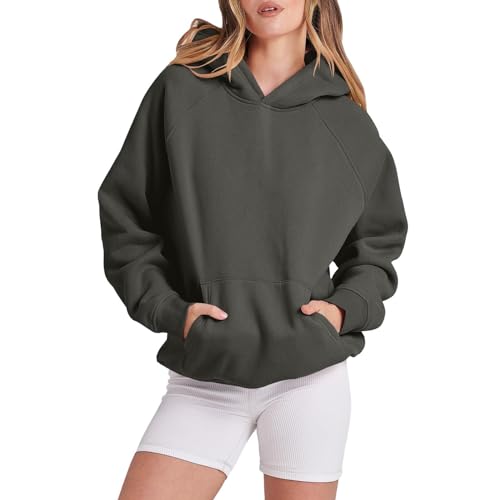 Sweat à capuche femme gris vintage au style Baseball Mom et coupe ample