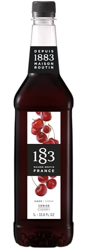 1883 Maison Routin Premium Cherry Syrup Made with Pure Cane Sugar Perfect for Coffees Cocktails Mocktails & Smoothies Vegan-Friendly Allergen-Free No Preservatives - 1L Glass Bottle