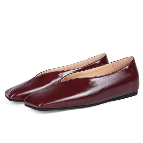 Square Toe Ballet Flats for Women Soft Leather Shoes Slip On Loafer Flats Comfortable Casual Dress Shoes4