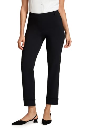 Yogipace Women's Cropped Yoga Dress Pants, Pull-On Straight Leg Work Pants, 25', Black, Size L