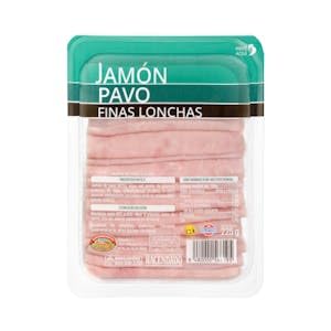 Jamón de pavo Hacendado finas lonchas Paquete 225 g Pack 2