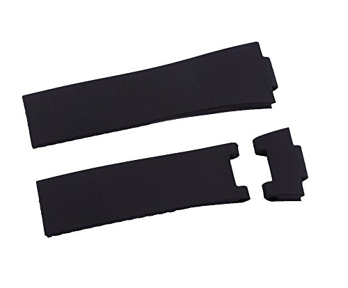 Compatible 25/20 mm BlACK Silicone Rubber Diver Watch Strap Band