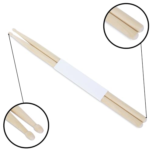 Image of Juarez JRDS100 Wooden Drum Sticks - 5A Size, Maple Wood with Wooden Tips, Durable & Balanced for Drummers (Pair)