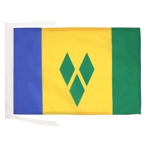AZ FLAG - Drapeau Saint Vincent - 45x30 cm - Pavillon Saint-Vincentais 100% Polyester Avec Deux Cordelettes - 20g