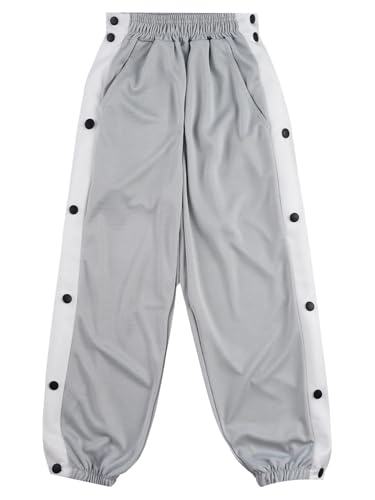 TTAO Kids Boys Side Split Button Tear Away Basketball Pants Loose Fit Post Surgery Sweatpants with Pockets3