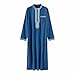 Xiaojmake Men's Muslim Embroidery Moroccan Thobe Ethnic Dubai Long Gown Prayer Robe Islamic Jubba Kaftan Islamic Arabic Abaya Blue
