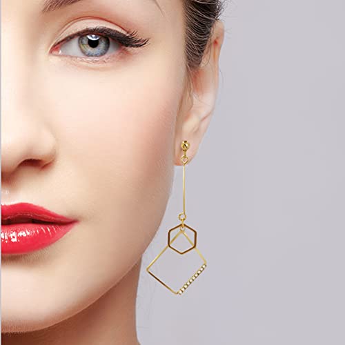 Mismatch Asymmetry Abstract Irregular Geometry Drop Dangle Earrings Sparkling Rhinestone Long Chain Pendant Earrings for Woman4