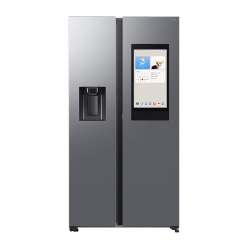 Samsung Frigorifero Side by Side Family Hub RS90F67BET/EF con Dispenser Acqua/Ghiaccio, Wifi con AI Energy Mode, Smart Cooling, SpaceMax, 614 L, LxAxP: 91,2 x 178,4 x 72,6 cm, Metal Inox