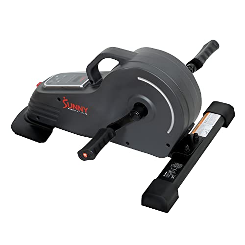 Sunny Health & Fitness Dual Function Under Desk Pedal Exerciser, Portable Indoor Cardio Mini Bike at Home, Arm/Leg Cycle for Seniors, Optional Magnetic, Motorized & Free SunnyFit App Bluetooth Connect