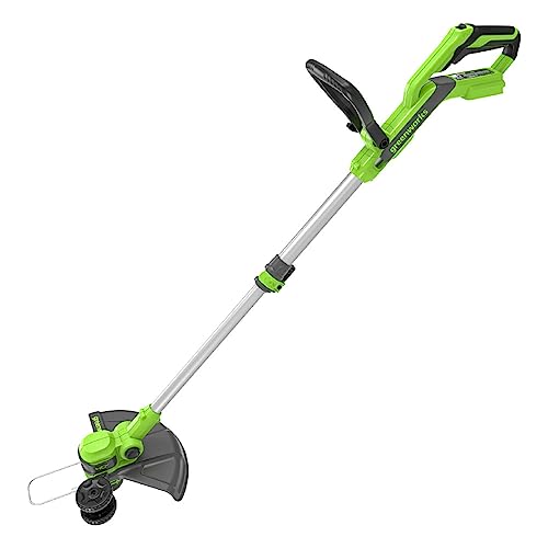 Greenworks 24V Cortabordes a Batería con Rueda para Jardines Medianos, 33 cm Ancho de Corte, Alimentación Automática Hilo Nylon 2 mm, SIN Batería 24 V ni Cargador, 3 Años de Garantía
