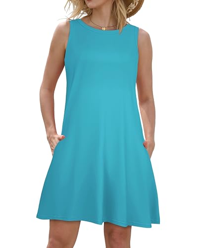 Image of JOLIGAL Womens Summer Dresses Casual Sleeveless Tshirt Sundress Beach Cover Up with Pockets Loose Tank Dress 2026