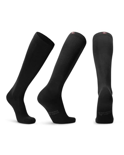 DANISH ENDURANCE 1 o 3 Calcetines de Compresión Algodón Orgánico, Mujer y Hombre, Deporte, Recuperación, Negro, 0