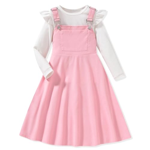 Image of HIHA Little Girls Adjustable Corduroy Pinafore Overall Dress Set Size 6-12