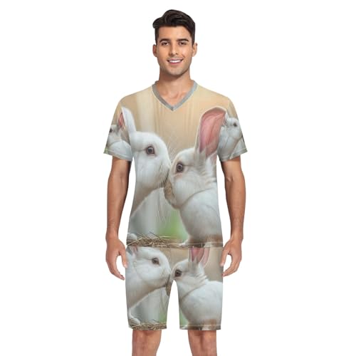 Pajamas Set for Men, Short Sleeve Pajama Sets Loose Loungewear, S-XXL4