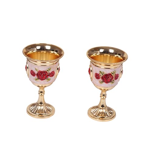 DECORNIJIA Cáliz de Vino de Aleación Zinc con Diseño Incrustado Copa Reutilizable y Resistente para Vinos Bebidas Frías y Calientes Decoración Elegante para Bar y Fiesta Casa Floral Aleatorio