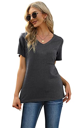 Image of RUBZOOF Women's Short Sleeve Pajama Sets with Pockets Casual V Neck 2 Piece Lounge Sets S-3XL