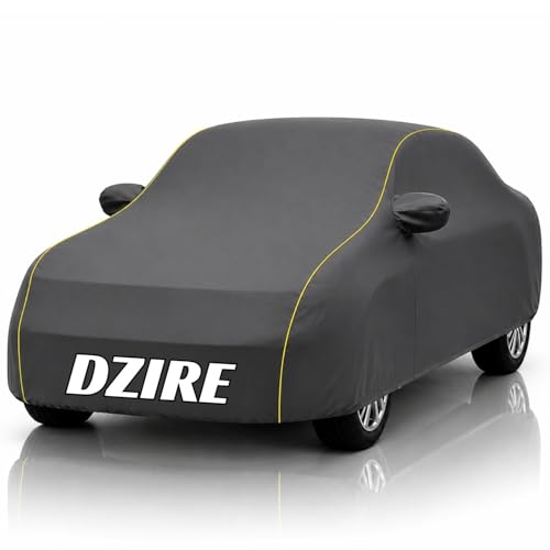 Image of Safe-Cars New Grey 100% Waterproof Dzire Car Cover | Polyester Car Body Cover for Rain & Sun | UV Protection, Dustproof, Scratch Resistant, Windproof, Heat Resistant, Custom Fit