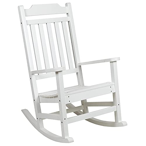 Image of Flash Furniture Winston All-Weather Poly Resin Rocking Chair in White
