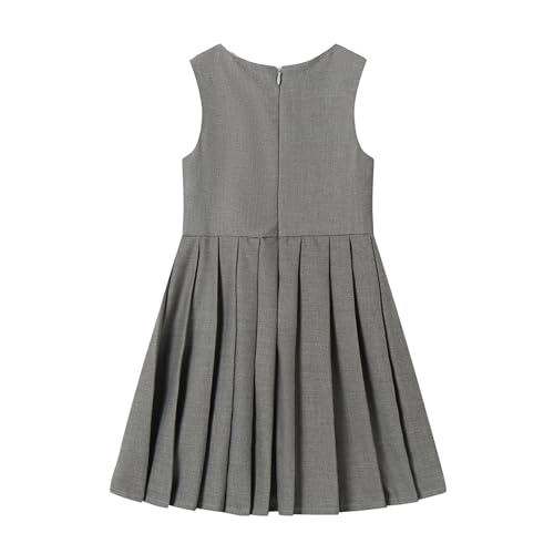 Girls School Uniform Jumper Dress Solid Soft Sleeveless Crew Neck A-Line Pleated Dress 5T-16Y2