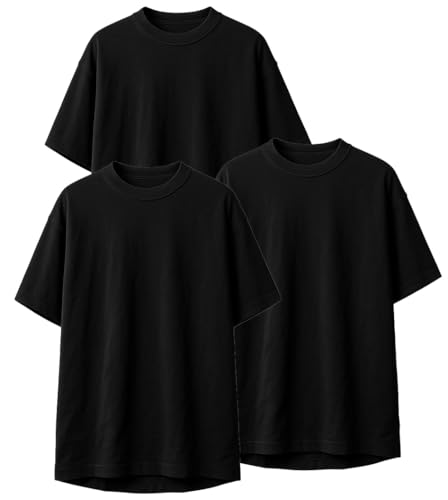 Image of Veirdo 100% Pure Cotton Drop Shoulder Oversized Baggy Fit Half Sleeve Plain Solid Round Neck Multicolor T-Shirt Combo for Men (Pack of 3) (Sizes S-2XL)