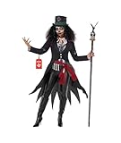Morph Disfraz Bruja Vudú Mujer, Traje de Bruja Día de los Muertos, Accesorios Vudú para Halloween, S