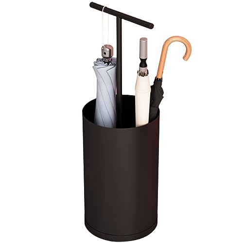YASHANG Portaombrelli Portaombrelli Compatto per Uso Domestico, Portaombrelli Stand Moderno E Semplice, Secchio Ombrello con Maniglia, con Vaschetta per L'acqua (Color : Black, S : 20 * 75cm)