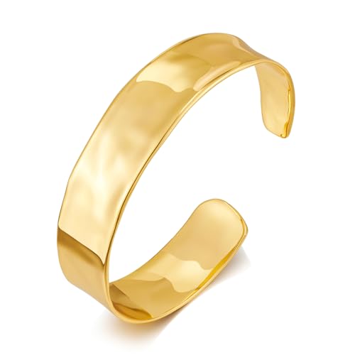 Hammered Gold Cuff Bracelets for Women Irregular Adjustable Open Bangles Chunky Statement Wide Gold Bracelets Vintage Boho Gold Arm Cuff Jewelry