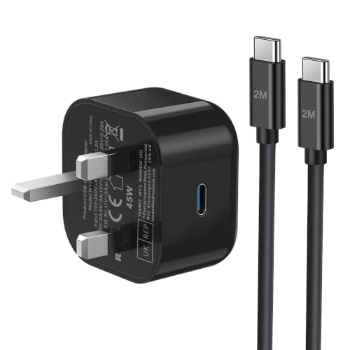 45W Samsung Fast Charger Plug and Long Cable USB C 2M for Samsung Galaxy S26 S25 S24 S23 S22 S21 S20 A17 A16 A25 A26 A32 A33 A34 A35 A36 A52S A53 A54 A55 A56 USBC Charging Plug UK with Type C Lead