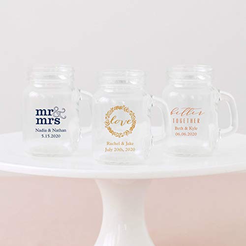 WEDDINGSTAR Personalized 4oz Miniature Mason Jar Shot Glass Customizable Full Color Print - 144 pack