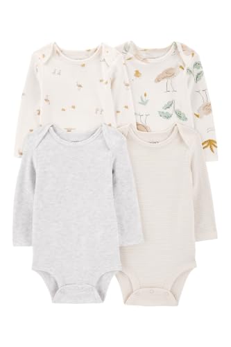 Image of Carter's Baby Boy & Baby Girl 4-Pack Stork Full Sleeve Bodysuits