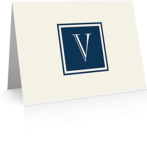 Image of Little Notes by Comptime Monogram Stationery Note Cards (24 Foldover Cards and Envelopes) (V)