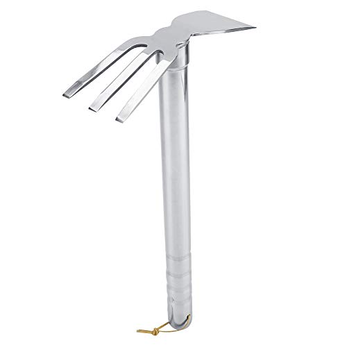 Steel Mini Rake Rubber Handle Garden Tool, Cultivator Garden Tool Short Claw Rake Cultivator Garden Tool Outdoor for Loosening Soil Weeding Digging