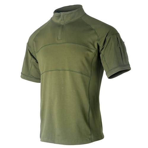 Tactical Short Sleeve Shirts for Men Military Combat T Shirt Workout Gym T-Shirt 1/4 Zip with 2 Pockets3