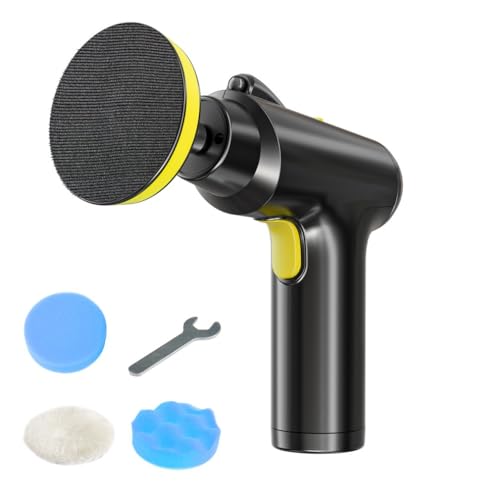 bestyks Mini pulidora de coche inalámbrica con batería de 2000 mAh, máquina pulidora de coche con velocidad ajustable con almohadillas de pulido para encerar, esponja pulidora para coche