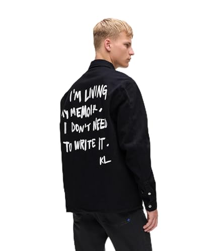 Karl Lagerfeld Jeans surchemise homme Karlismall en denim noir