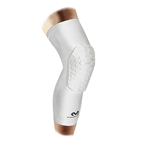 マクダビッド ひざ パッド 付 M6447 HEX レッグスリーブEX ロング 丈 コンプレッション 着圧 吸汗速乾 衝撃吸収 保護 1本入 L ホワイト スポーツ バスケ