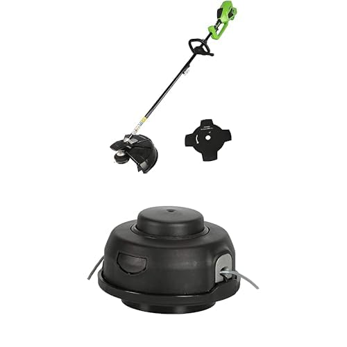 Greenworks 40 V Battery Trimmer Brushless Motor, Cutting Width 40 cm, Nylon Thread 2 mm or Blade 25 cm Without Battery (40 V) and Charger, GD40BC + Trimmer Head