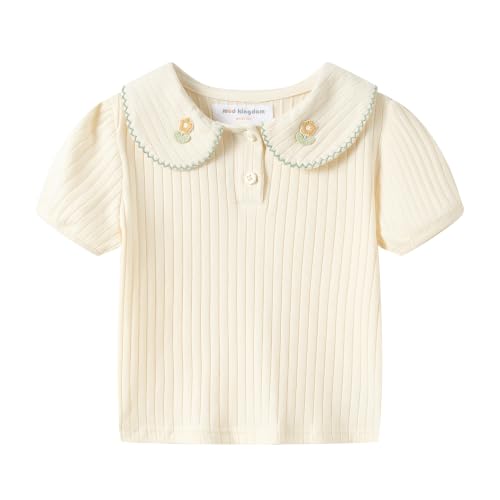 Image of Mud Kingdom Girls Peter Pan Collar T-Shirts Flower Top Short Sleeve Summer