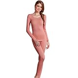 Ropa De Traje Cálido De Invierno Corsé Cuello Manga Larga Skinny Redondo Color Sólido Camisa Con Efecto De Estiramiento Cálido Pantalones Thermotop