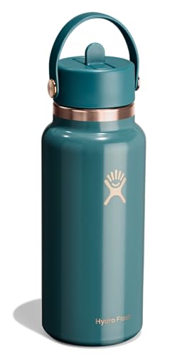 Image of Hydro Flask Water Bottle - Insulated Stainless Steel - Wide Mouth Flex Straw Lid, Non Spill, Leakproof and Refillable in 32 Oz Sea Rose Gold